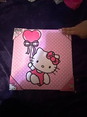 Hello Kitty Pink Polka Dot Wall Decor with Bow Accent